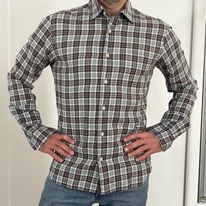 Men’s cotton button down plaid shirt